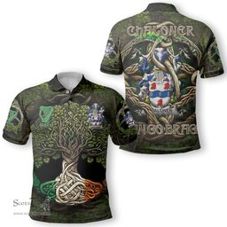 ScotsTee Shop Irish Chaloner Coat of Arms Irish Polo Shirt Family Crest Irish Is My Root Polo Shirt