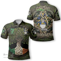 ScotsTee Shop Irish Canton Coat of Arms Irish Polo Shirt Family Crest Irish Is My Root Polo Shirt
