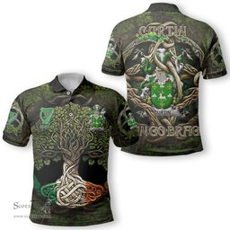 ScotsTee Shop Irish Curtin or McCurtin Coat of Arms Irish Polo Shirt Family Crest Irish Is My Root Polo Shirt