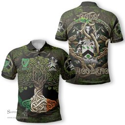 ScotsTee Shop Irish Gold Coat of Arms Irish Polo Shirt Family Crest Irish Is My Root Polo Shirt