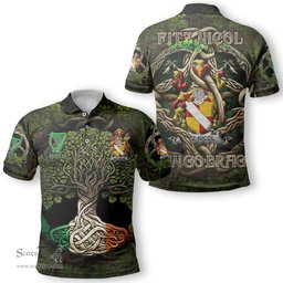 ScotsTee Shop Irish Fitz Nicol Coat of Arms Irish Polo Shirt Family Crest Irish Is My Root Polo Shirt