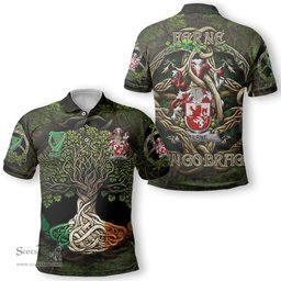 ScotsTee Shop Irish Ferne Coat of Arms Irish Polo Shirt Family Crest Irish Is My Root Polo Shirt