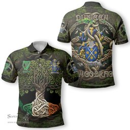 ScotsTee Shop Irish Dinneen or O Dinneen Coat of Arms Irish Polo Shirt Family Crest Irish Is My Root Polo Shirt