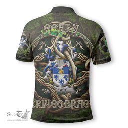 ScotsTee Shop Irish Geary or O Geary Coat of Arms Irish Polo Shirt Family Crest Irish Is My Root Polo Shirt