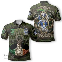 ScotsTee Shop Irish Geary or O Geary Coat of Arms Irish Polo Shirt Family Crest Irish Is My Root Polo Shirt