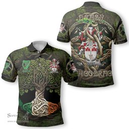 ScotsTee Shop Irish Deasy Coat of Arms Irish Polo Shirt Family Crest Irish Is My Root Polo Shirt