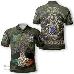 ScotsTee Shop Irish Hand or McClave Coat of Arms Irish Polo Shirt Family Crest Irish Is My Root Polo Shirt