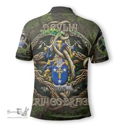 ScotsTee Shop Irish Devlin or O Devlin Coat of Arms Irish Polo Shirt Family Crest Irish Is My Root Polo Shirt