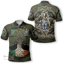 ScotsTee Shop Irish Fullam Coat of Arms Irish Polo Shirt Family Crest Irish Is My Root Polo Shirt