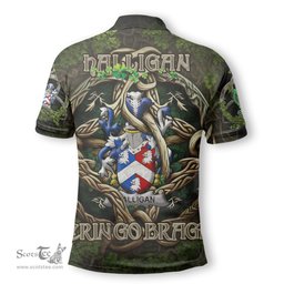 ScotsTee Shop Irish Halligan or O Halligan Coat of Arms Irish Polo Shirt Family Crest Irish Is My Root Polo Shirt