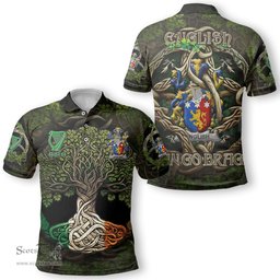 ScotsTee Shop Irish English Coat of Arms Irish Polo Shirt Family Crest Irish Is My Root Polo Shirt