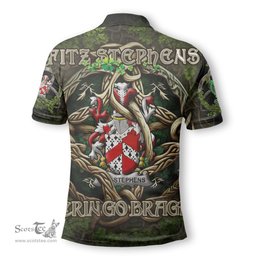 ScotsTee Shop Irish Fitz Stephens Coat of Arms Irish Polo Shirt Family Crest Irish Is My Root Polo Shirt