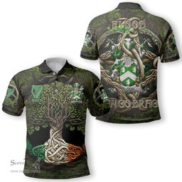 ScotsTee Shop Irish Flood Coat of Arms Irish Polo Shirt Family Crest Irish Is My Root Polo Shirt