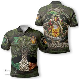ScotsTee Shop Irish Ewart Coat of Arms Irish Polo Shirt Family Crest Irish Is My Root Polo Shirt
