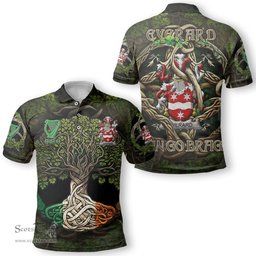 ScotsTee Shop Irish Everard Coat of Arms Irish Polo Shirt Family Crest Irish Is My Root Polo Shirt