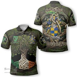 ScotsTee Shop Irish Cusack Coat of Arms Irish Polo Shirt Family Crest Irish Is My Root Polo Shirt