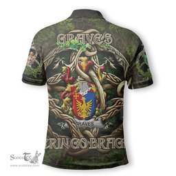 ScotsTee Shop Irish Graves or Greaves Coat of Arms Irish Polo Shirt Family Crest Irish Is My Root Polo Shirt