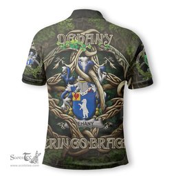 ScotsTee Shop Irish Dehany Coat of Arms Irish Polo Shirt Family Crest Irish Is My Root Polo Shirt