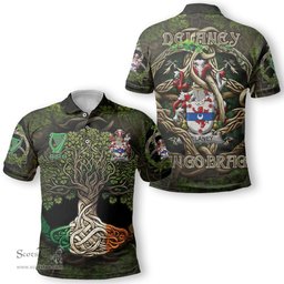 ScotsTee Shop Irish Delaney or O Delany Coat of Arms Irish Polo Shirt Family Crest Irish Is My Root Polo Shirt