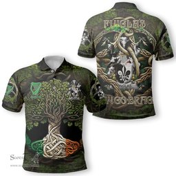 ScotsTee Shop Irish Finglas Coat of Arms Irish Polo Shirt Family Crest Irish Is My Root Polo Shirt