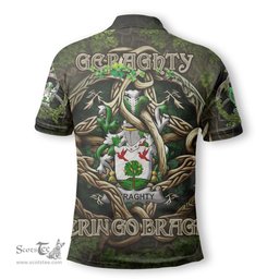 ScotsTee Shop Irish Geraghty or McGarrity Coat of Arms Irish Polo Shirt Family Crest Irish Is My Root Polo Shirt