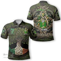 ScotsTee Shop Irish Fay or O Fee Coat of Arms Irish Polo Shirt Family Crest Irish Is My Root Polo Shirt