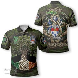 ScotsTee Shop Irish Gara or O Gara Coat of Arms Irish Polo Shirt Family Crest Irish Is My Root Polo Shirt