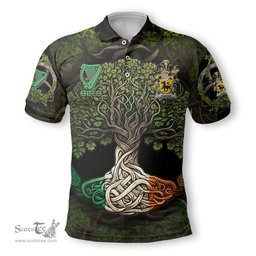 ScotsTee Shop Irish Ewers Coat of Arms Irish Polo Shirt Family Crest Irish Is My Root Polo Shirt