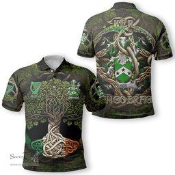 ScotsTee Shop Irish Ker Coat of Arms Irish Polo Shirt Family Crest Irish Is My Root Polo Shirt