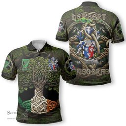 ScotsTee Shop Irish Herbert Coat of Arms Irish Polo Shirt Family Crest Irish Is My Root Polo Shirt