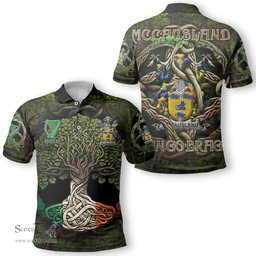ScotsTee Shop Irish McCausland Coat of Arms Irish Polo Shirt Family Crest Irish Is My Root Polo Shirt