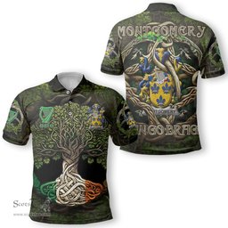 ScotsTee Shop Irish Montgomery Coat of Arms Irish Polo Shirt Family Crest Irish Is My Root Polo Shirt