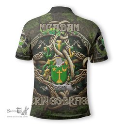 ScotsTee Shop Irish McAdam Coat of Arms Irish Polo Shirt Family Crest Irish Is My Root Polo Shirt