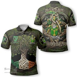 ScotsTee Shop Irish McAdam Coat of Arms Irish Polo Shirt Family Crest Irish Is My Root Polo Shirt