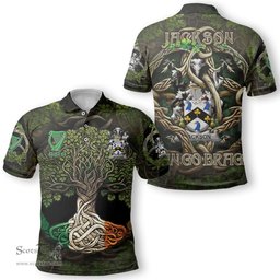 ScotsTee Shop Irish Jackson Coat of Arms Irish Polo Shirt Family Crest Irish Is My Root Polo Shirt