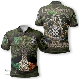 ScotsTee Shop Irish Harrington Coat of Arms Irish Polo Shirt Family Crest Irish Is My Root Polo Shirt