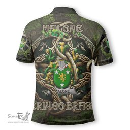 ScotsTee Shop Irish Malone or O Malone Coat of Arms Irish Polo Shirt Family Crest Irish Is My Root Polo Shirt
