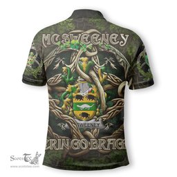 ScotsTee Shop Irish McSweeney Coat of Arms Irish Polo Shirt Family Crest Irish Is My Root Polo Shirt