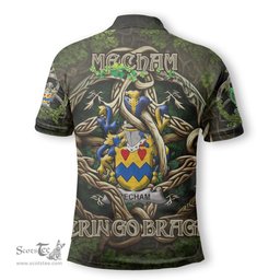 ScotsTee Shop Irish Mecham Coat of Arms Irish Polo Shirt Family Crest Irish Is My Root Polo Shirt