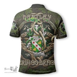 ScotsTee Shop Irish Heatley Coat of Arms Irish Polo Shirt Family Crest Irish Is My Root Polo Shirt