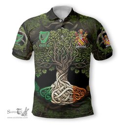 ScotsTee Shop Irish Heath Coat of Arms Irish Polo Shirt Family Crest Irish Is My Root Polo Shirt