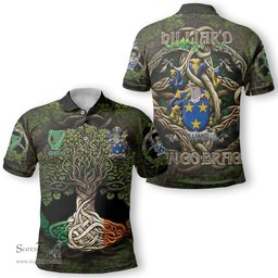 ScotsTee Shop Irish Hilliard Coat of Arms Irish Polo Shirt Family Crest Irish Is My Root Polo Shirt