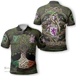 ScotsTee Shop Irish McMore or More Coat of Arms Irish Polo Shirt Family Crest Irish Is My Root Polo Shirt