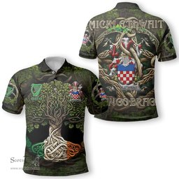 ScotsTee Shop Irish Micklethwait Coat of Arms Irish Polo Shirt Family Crest Irish Is My Root Polo Shirt