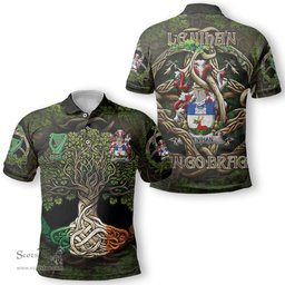 ScotsTee Shop Irish Lenihan or O Lenaghan Coat of Arms Irish Polo Shirt Family Crest Irish Is My Root Polo Shirt