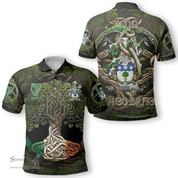 ScotsTee Shop Irish Kidd Coat of Arms Irish Polo Shirt Family Crest Irish Is My Root Polo Shirt