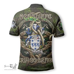 ScotsTee Shop Irish McAuliffe Coat of Arms Irish Polo Shirt Family Crest Irish Is My Root Polo Shirt