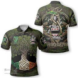 ScotsTee Shop Irish Lill Coat of Arms Irish Polo Shirt Family Crest Irish Is My Root Polo Shirt