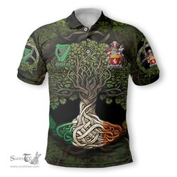 ScotsTee Shop Irish McQuillan Coat of Arms Irish Polo Shirt Family Crest Irish Is My Root Polo Shirt