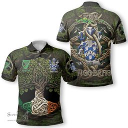 ScotsTee Shop Irish Ram Coat of Arms Irish Polo Shirt Family Crest Irish Is My Root Polo Shirt